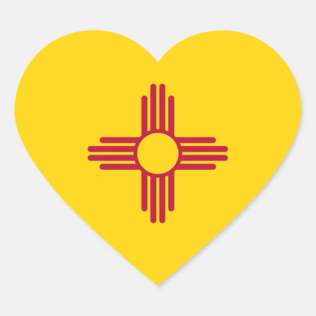 New Mexico/Mexican State Flag (Zia), United States Heart Sticker (Front)