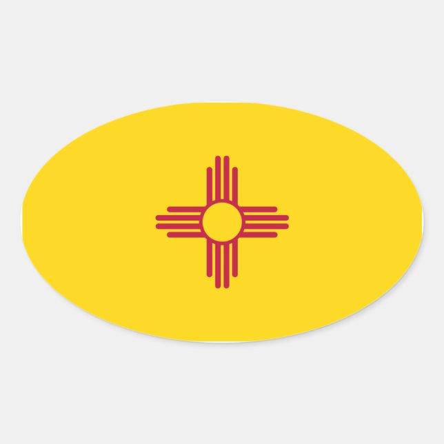 New Mexico/Mexican State Flag (Zia), United States Oval Sticker (Front)