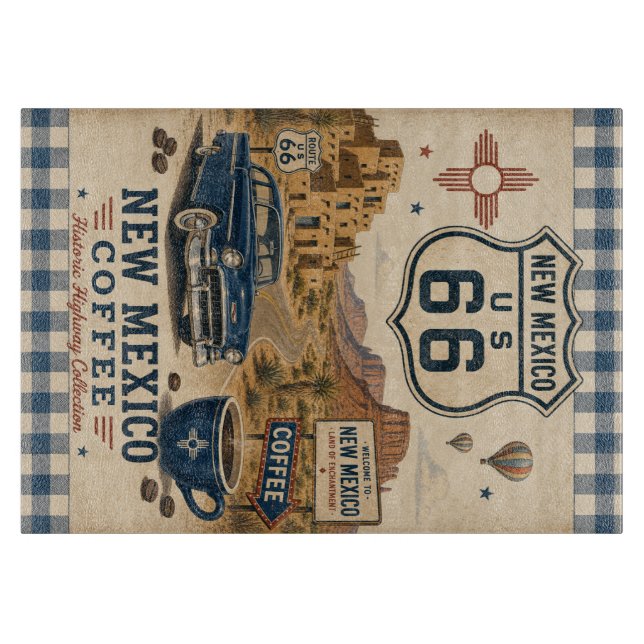New Mexico Mother Road Coffee Kitchen Cutting Board (Front)