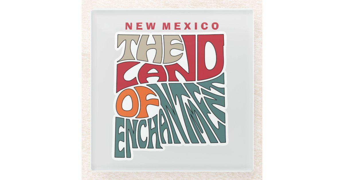 New Mexico Nickname Word Art Glass Coaster Zazzle