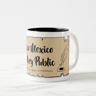 New Mexico Notary Public Scroll Feather Quill Two-Tone Coffee Mug