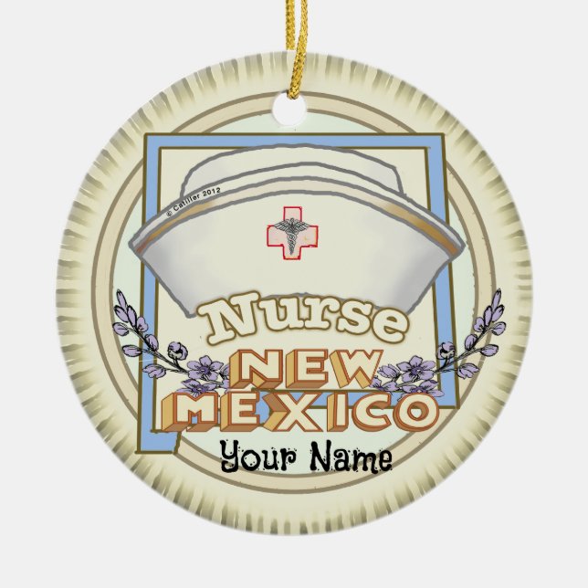 New Mexico Nurse Ceramic Tree Decoration (Front)