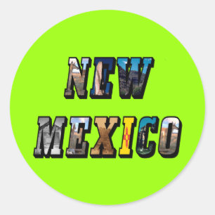 New Mexico Picture Text Classic Round Sticker