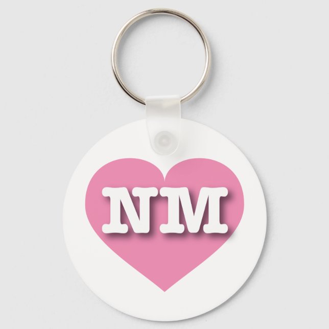 New Mexico Pink Heart - I love NM Key Ring (Front)