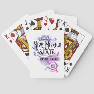 New Mexico  Playing Cards Vintage Illustration
