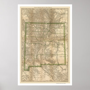 New Mexico Railroad Map 1879 Poster