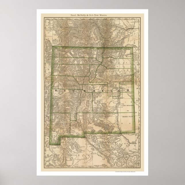 New Mexico Railroad Map 1879 Poster (Front)