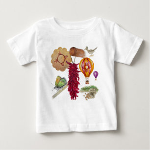 New Mexico Red Chile Pinõn Zia Hot Air Balloon  Baby T-Shirt