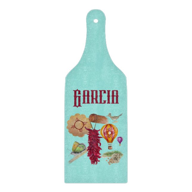 New Mexico Red Chile Pinõn Zia Hot Air Balloon  Cutting Board (Front)