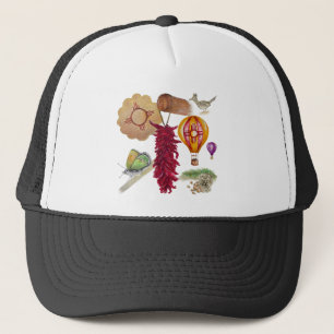 New Mexico Red Chile Pinõn Zia Hot Air Balloon  Trucker Hat