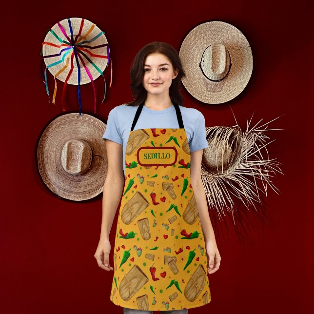 New Mexico Red & Green chile Tamales Zia Nopales Apron (Creator Uploaded)