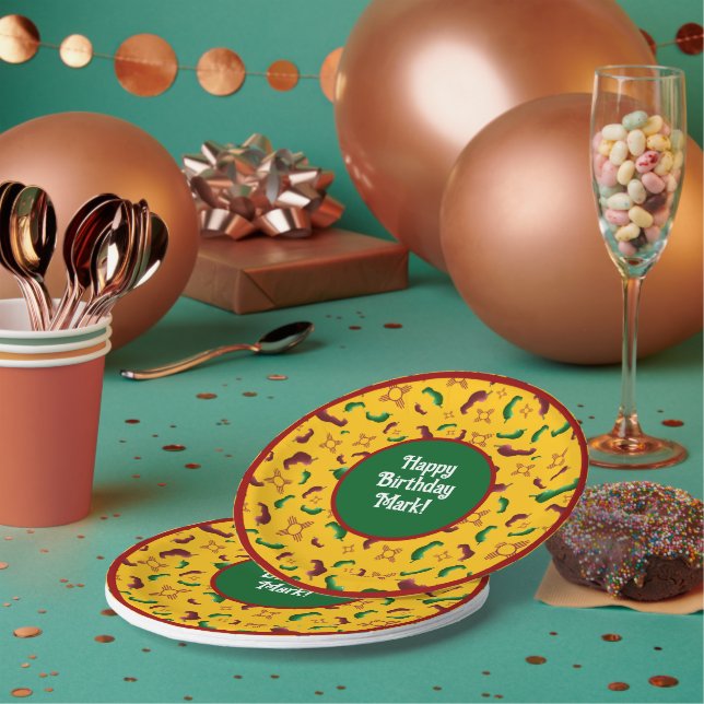 New Mexico Red & Green chile Tamales Zia Nopales Paper Plate (Multi)