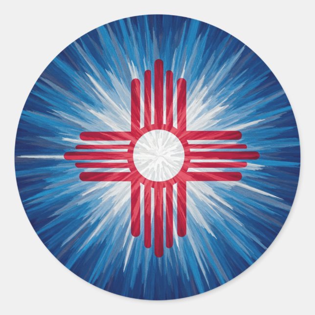 New Mexico Red White and Blue  Classic Round Sticker (Front)
