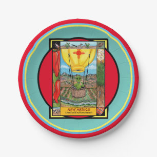 New Mexico Roswell Alien Funny Hot Air Balloon Zia Paper Plate