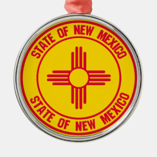 New Mexico Round Emblem Metal Tree Decoration