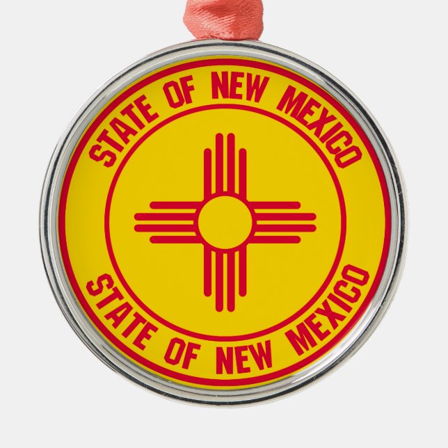New Mexico Round Emblem Metal Tree Decoration (Front)