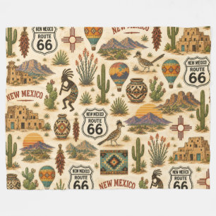 New Mexico Route 66 Cosy Mesa Fleece Blanket