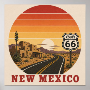New Mexico Route 66 Desert Sunset Poster