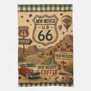 New Mexico Route 66 Enchanted Café Style Tea Towel