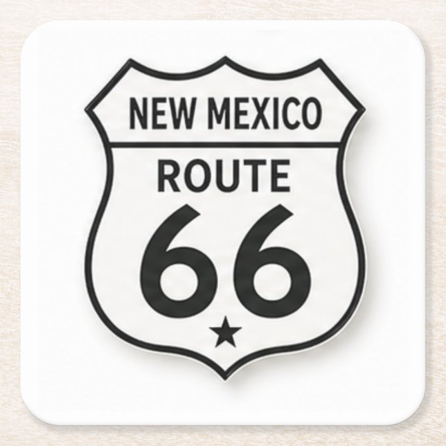New Mexico Route 66 Retro White Shield Coaster (Front)