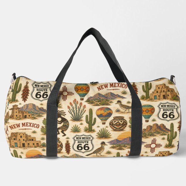 New Mexico Route 66 Weekend Rhythm Duffle Bag (Front)