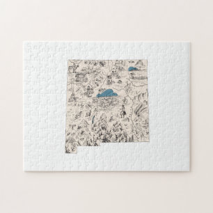 New Mexico Shaped Vintage Picture Map Jigsaw Puzzle