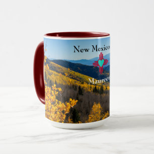 New Mexico Sky Zia Heart Personalise Name Gift Tea Mug