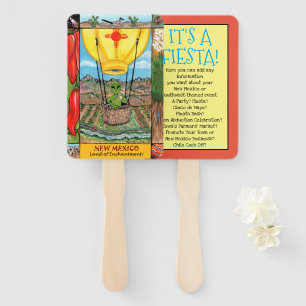 New Mexico Souvenir Alien Hot Air Balloon Fiesta Hand Fan