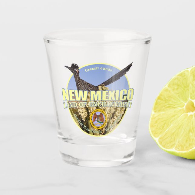 New Mexico State Bird & Flower Shot Glass (Front)