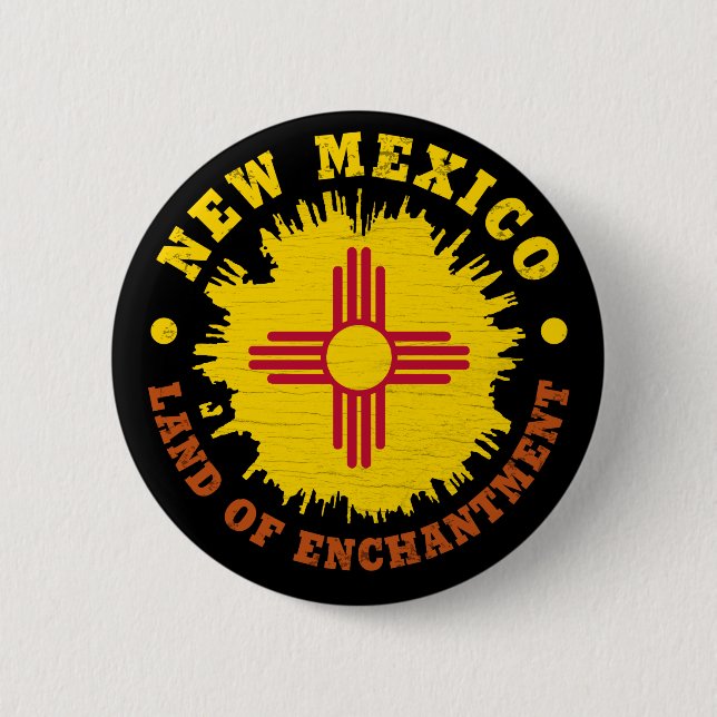 NEW MEXICO STATE FLAG 6 CM ROUND BADGE (Front)