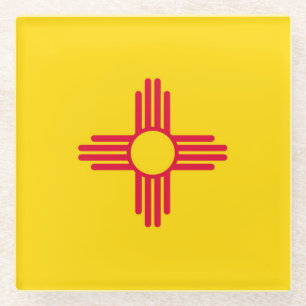 New Mexico State Flag Design Decor Glass Coaster