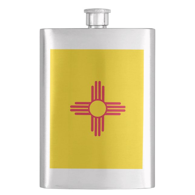 New Mexico State Flag Design Hip Flask (Front)