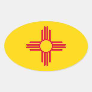 New Mexico State Flag Design Oval Sticker