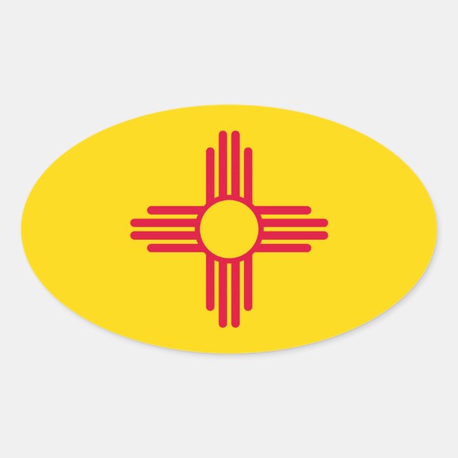 New Mexico State Flag Design Oval Sticker (Front)