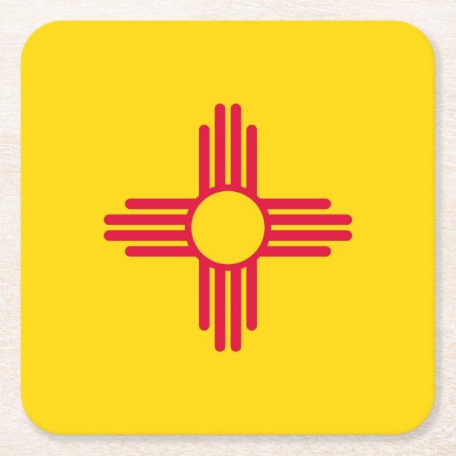 New Mexico State Flag Design Square Paper Coaster (Front)