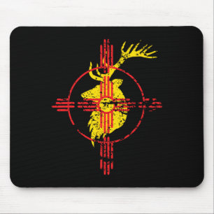 New Mexico State Flag Elk Hunting Zia Symbol Desig Mouse Mat