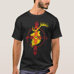 New Mexico State Flag Elk Hunting Zia Symbol Desig T-Shirt