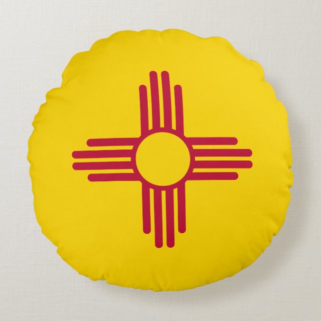 New Mexico State Flag Round Cushion (Front)
