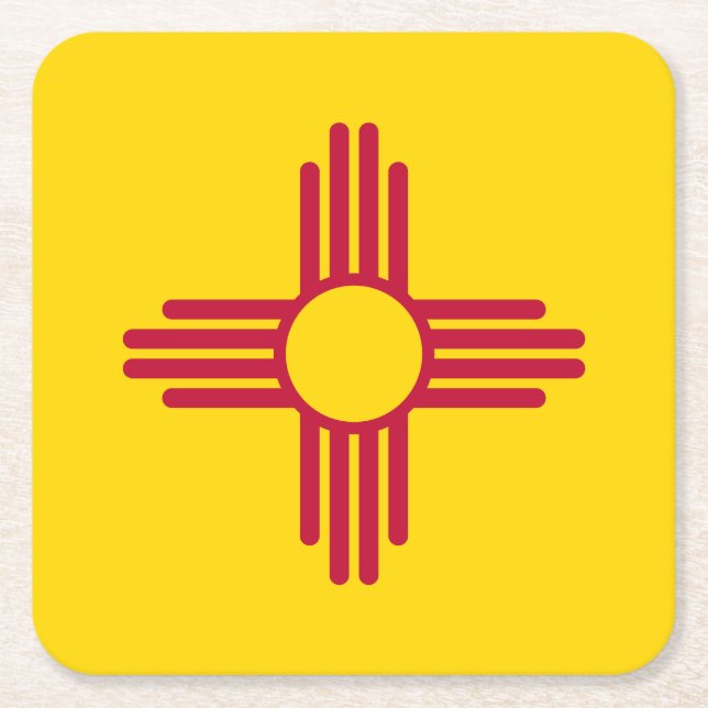 New Mexico State Flag Square Paper Coaster (Front)