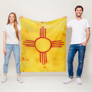 New Mexico State Flag Watercolor Painting (CUSTOM) Fleece Blanket