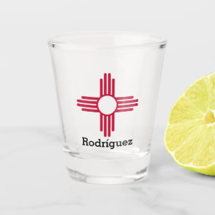 New Mexico State Flag- Zia Sun Personalised Shot Glass