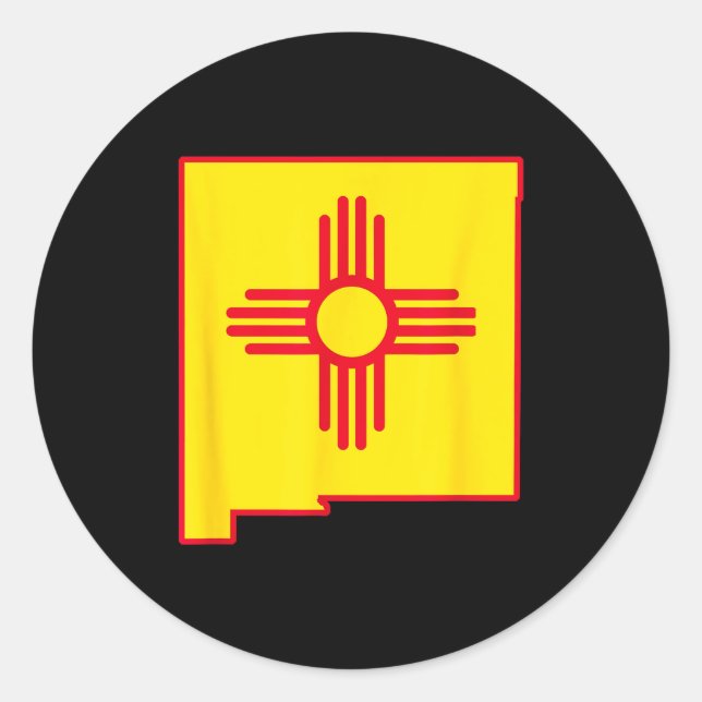 New Mexico State Flag Zia Symbol Flag New Mexico  Classic Round Sticker (Front)