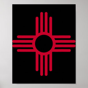 New Mexico State Flag Zia Symbol Flag Poster