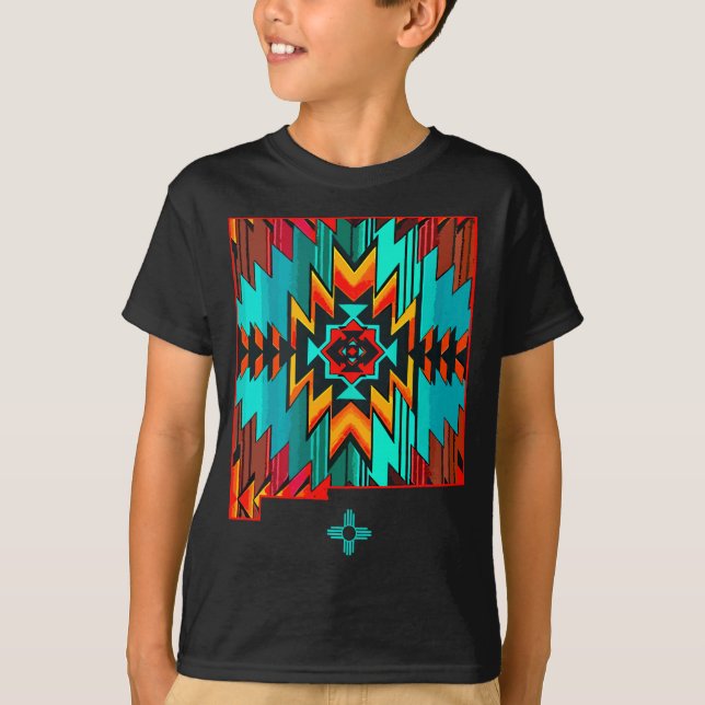 New Mexico State Floral  Southwest NM Zia Art T-Shirt (Front)