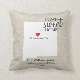 New Mexico State Love Home Sweet Home Custom Map Cushion