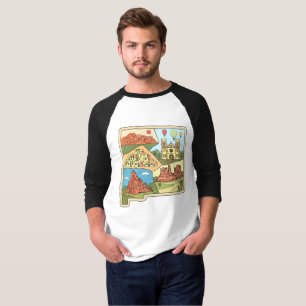 New Mexico State Map Vintage Albuquerque Las Vegas T-Shirt
