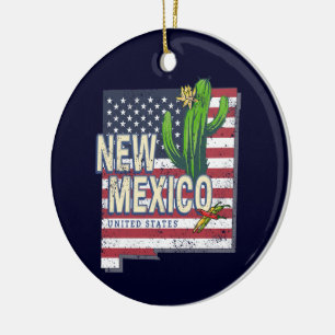 New Mexico State United States Map Vintage USA Ceramic Tree Decoration