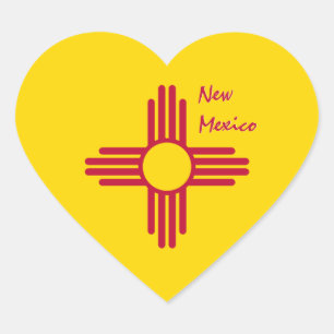 New Mexico Sticker, Heart, Patriotic Mexican Flag Heart Sticker