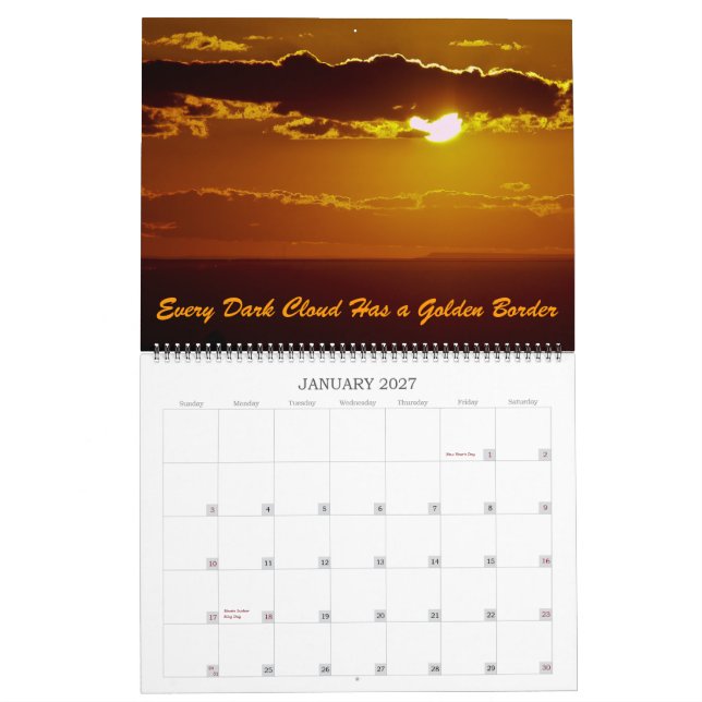 New Mexico Sunsets Calendar (Jan 2027)