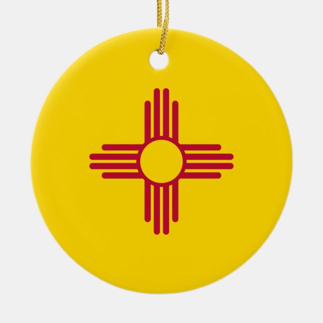 New Mexico (US State) Flag Ceramic Tree Decoration (Front)
